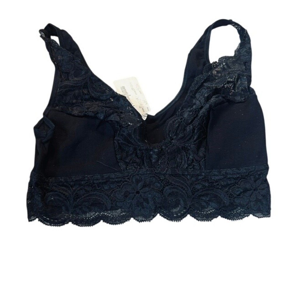 Hanro Switzerland Black Mercerized Cotton Lace Bralette Camisole XS NWT Neiman